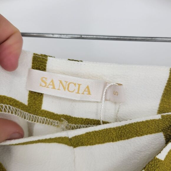 Anthropologie Sancia windowpane shorts front tie small white green womens - Picture 4 of 8